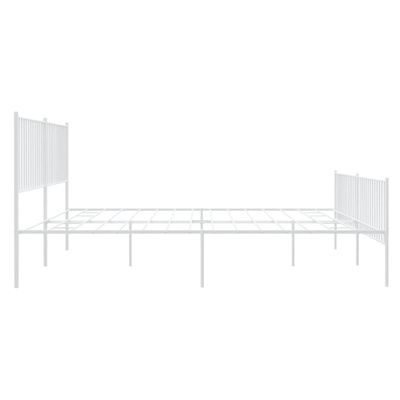 Metalowa rama łóżka z wezgłowiem i zanóżkiem, biała, 200x200 cm