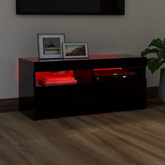 Szafka pod TV z oświetleniem LED, czarna, 90x35x40 cm vidaXL