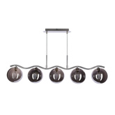 LUMOS lampa wisząca sufitowa 5x20W G9 chrom szkło grafitowe klosz 14 cm nowoczesna oprawa oświetleniowa salon jadalnia