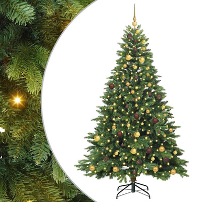 Sztuczna choinka z 300 diodami LED Zielony 210 cm PE i PVC