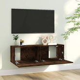 vidaXL Ścienna szafka pod telewizor, przydymiony dąb, 100x30x30 cm