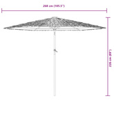 Parasol ogrodowy na stalowym słupku, brązowy, 268x268x226 cm