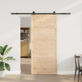Drzwi przesuwne 90 x 208 cm Lite drewno sosnowe naturalny