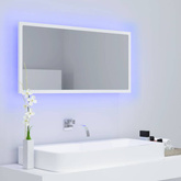 vidaXL Lustro łazienkowe z LED, białe, 90x8,5x37 cm, akryl