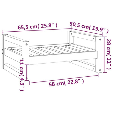 Legowisko dla psa, czarne, 65,5x50,5x28 cm, lite drewno sosnowe vidaXL