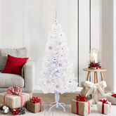 Sztuczna choinka z 150 diodami LED Biały 150 cm PVC i Stal