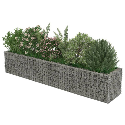 vidaXL Podwyższona donica gabionowa, galwanizowana stal, 270x50x50 cm