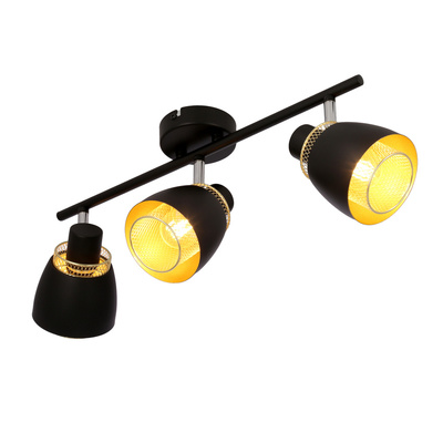 Aleksandria lampa sufitowa listwa 3x40w klosz czarny+złoty