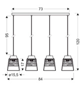 Lampa wisząca czarno-złota szkło 4xE27 Fresno