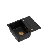 MORGAN 116 GraniteQ zlewozmywak pure carbon z syfonem Push To Open kol. miedziany 1-komorowy z/o + zaczepy 4 szt