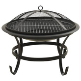 vidaXL Palenisko i grill 2-w-1, z pogrzebaczem, 56x56x49 cm, stal