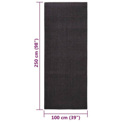 vidaXL Dywanik, naturalny sizal, 100x250 cm, czarny