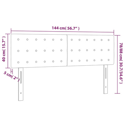 vidaXL Zagłówek do łóżka z LED, jasnoszary, 144x5x78/88 cm, tkanina model standard