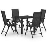 vidaXL 5-cz. zestaw mebli jadalnianych do ogrodu, aluminium, czarny