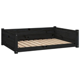 vidaXL Legowisko dla psa, czarne, 95,5x65,5x28 cm, lite drewno sosnowe
