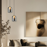 Lampa wisząca KLEA szklana – z grafitowym oraz mlecznym kloszem – nowoczesna lampa nad stół do salonu G9 LED