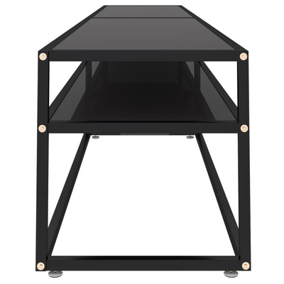 vidaXL Szafka pod TV, czarna, 220x40x40,5 cm, szkło hartowane