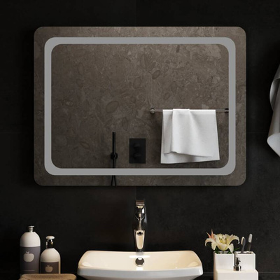 vidaXL Lustro łazienkowe z LED, 80x60 cm