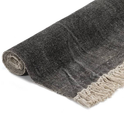 vidaXL Dywan typu kilim, bawełna, 120 x 180 cm, antracytowy