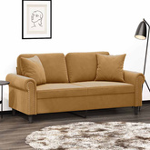2-osobowa sofa z poduszkami, brązowa, 140 cm, aksamit