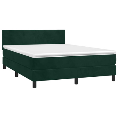 vidaXL Łóżko kontynentalne z materacem, zielone, aksamit, 140x190 cm model standard