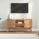 Szafka RTV OLDEN, brązowa, 114x43x57 cm, lite drewno sosnowe