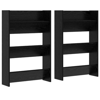 Szafka na buty z półką 2 pcs Czarny Dąb 60 x 18 x 90 cm