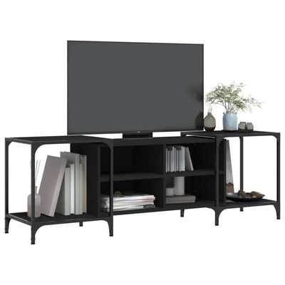 vidaXL Szafka pod TV, czarna, 153x37x50 cm, materiał drewnopochodny