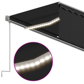 Automatycznie zwijana markiza, LED i czujnik wiatru, 5x3 m