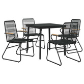 5-częściowy zestaw mebli ogrodowych, czarny, rattan PVC