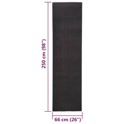 vidaXL Dywanik, naturalny sizal, 66x250 cm, czarny