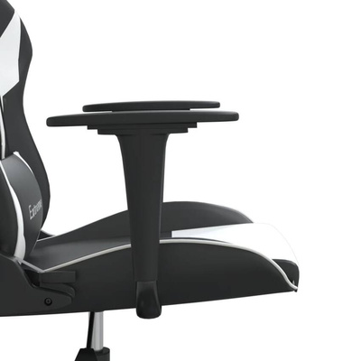 vidaXL Masujący fotel gamingowy, czarno-biały, sztuczna skóra model standard