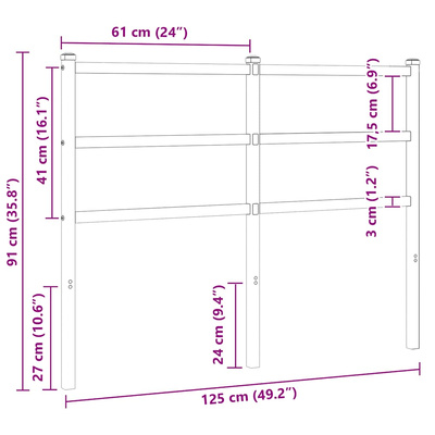 Metalowe wymienne wezgłowie, białe, 120 cm