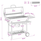 Grill beczkowy na kółkach z półkami 3 szt. 115 x 85 x 95 cm