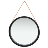 vidaXL Lustro ścienne na pasku, 60 cm, czarne