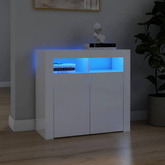vidaXL Szafka z oświetleniem LED, biała, wysoki połysk, 80x35x75 cm