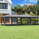 vidaXL Namiot imprezowy z 8 ścianami z siatki, antracyt, 9x4 m, HDPE