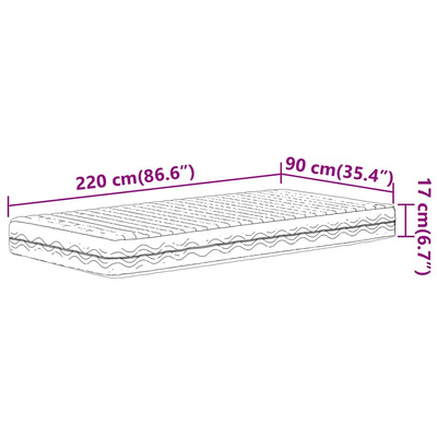 Materac piankowy, biały, 90x220 cm, twardość H2/H3