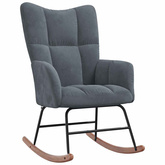 Fotel bujany, ciemnoszary, tapicerowany aksamitem model standard