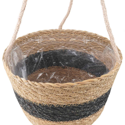 Kosze na rośliny z trawy morskiej 3 pcs Naturalny i czarny