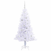 Sztuczna choinka z 150 diodami LED Biały 150 cm PVC i Stal