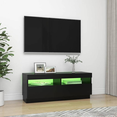 vidaXL Szafka pod TV z oświetleniem LED, czarna, 100x35x40 cm