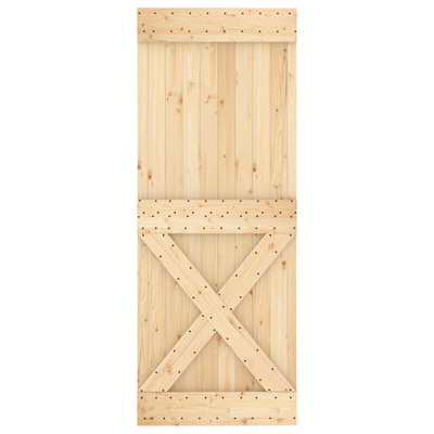 Drzwi przesuwne 80 x 210 cm Lite Drewno Sosnowe (Nieobrobione)