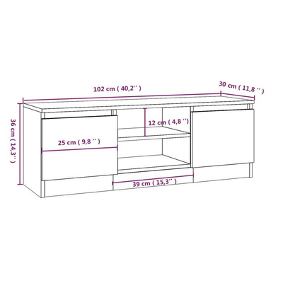 vidaXL Szafka pod TV, z drzwiczkami, czarna, 102x30x36 cm