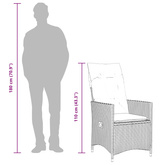 Rozkładany fotel ogrodowy z poduszkami, beżowy polirattan