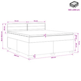 Łóżko Box Spring z materacem i LED niebieski 140 x 200 cm