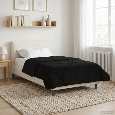 Letni Kołdra Czarny 140 x 200 cm Mikrofibra i Fleece Teddy