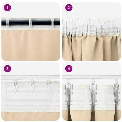 Firany blackout z kółkami 2 pcs Kremowy 175 x 140 cm Poliester