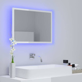 vidaXL Lustro łazienkowe LED, wysoki połysk, białe, 60x8,5x37cm, akryl