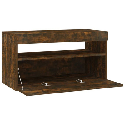 vidaXL Szafka pod TV z oświetleniem LED, przydymiony dąb, 75x35x40 cm